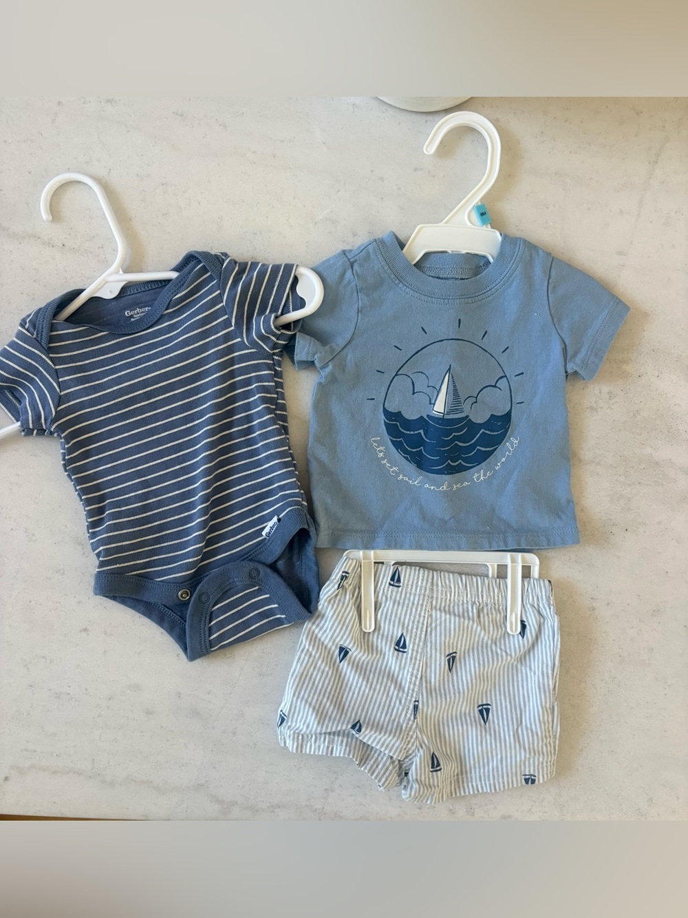 Gerber Blue Sailboat Tee & Shorts Set for Kids